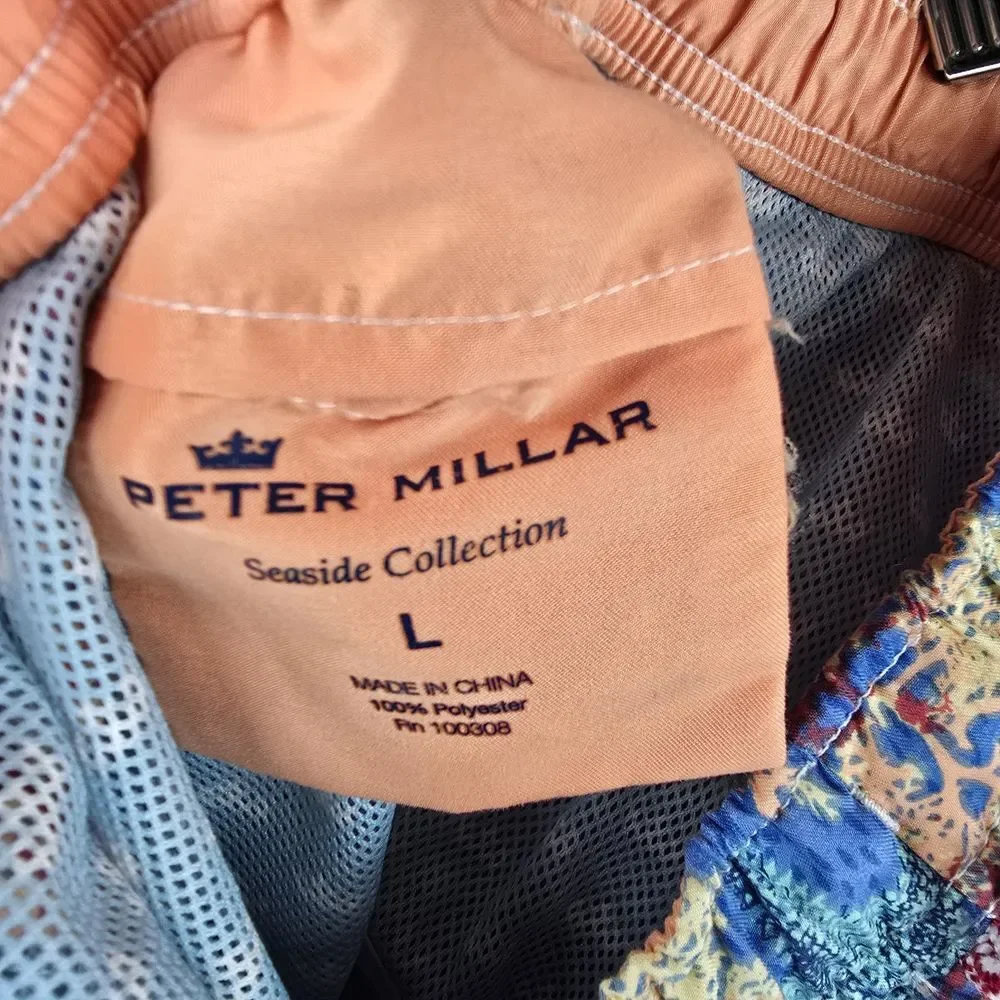 Peter Millar Seaside Swim Trunks Mens Large Sea Star Coral Mens Large Mesh Liner